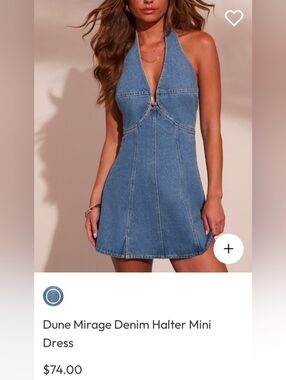 Denim Halter Mini Dress in Classic Blue